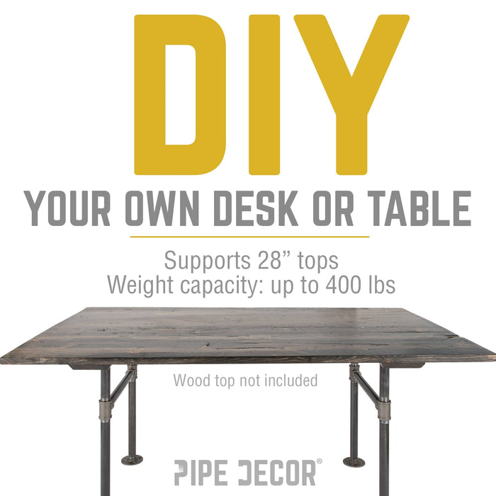 1 in. Heavy Duty H Round Flange Pipe Legs, for Restore Wood Dining Tabletops - Sweatfully