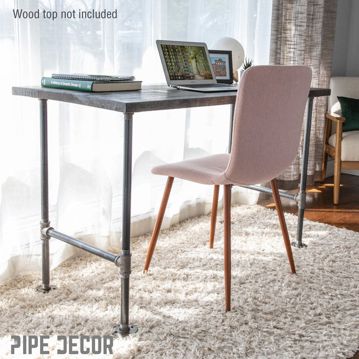 1 in. Heavy Duty H Round Flange Pipe Legs, for Restore Wood Dining Tabletops - Sweatfully
