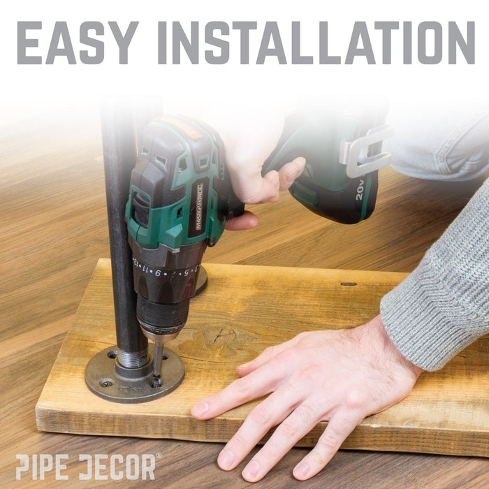 1 in. Heavy Duty H Round Flange Pipe Legs, for Restore Wood Dining Tabletops - Sweatfully