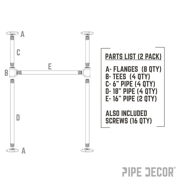 1 in. Heavy Duty H Round Flange Pipe Legs, for Restore Wood Dining Tabletops - Sweatfully