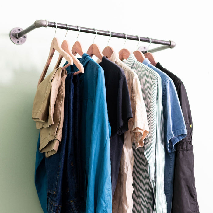 24 in. Industrial Pipe Clothing Rack (Wall Mounted) - Sweatfully