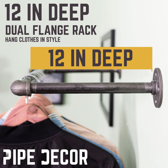 24 in. Industrial Pipe Clothing Rack (Wall Mounted) - Sweatfully