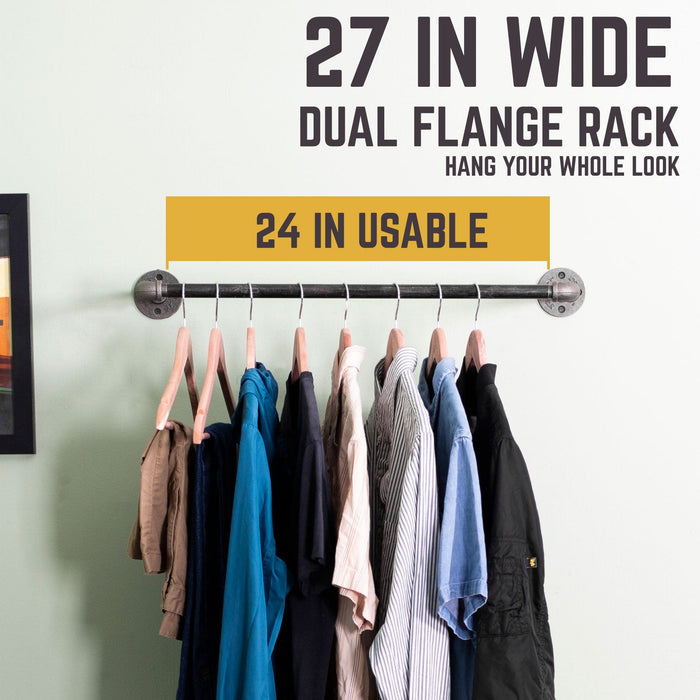 24 in. Industrial Pipe Clothing Rack (Wall Mounted) - Sweatfully
