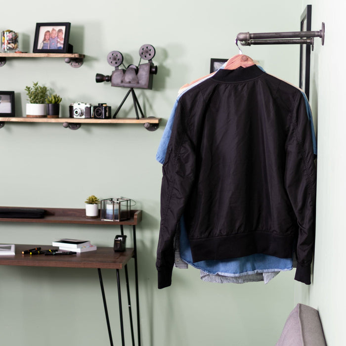 24 in. Industrial Pipe Clothing Rack (Wall Mounted) - Sweatfully