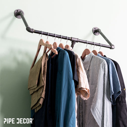 28 in. Tri-flange Wall Mounted Clothing Rack By PIPE DECOR - Sweatfully