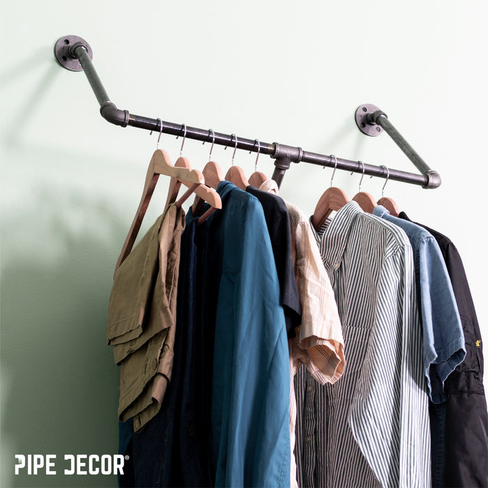 28 in. Tri-flange Wall Mounted Clothing Rack By PIPE DECOR - Sweatfully