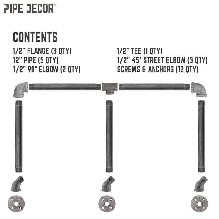 28 in. Tri-flange Wall Mounted Clothing Rack By PIPE DECOR - Sweatfully