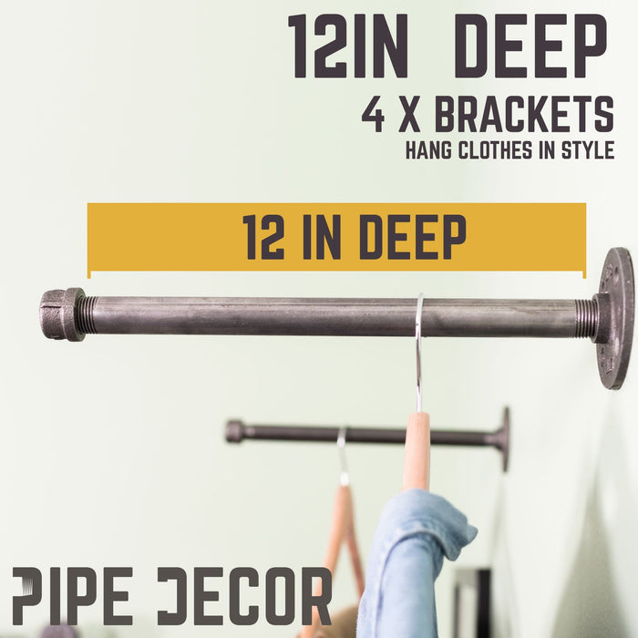 1/2 in. x 12 in. Clothing Hanging Bracket Kit, 4 Pack - Sweatfully