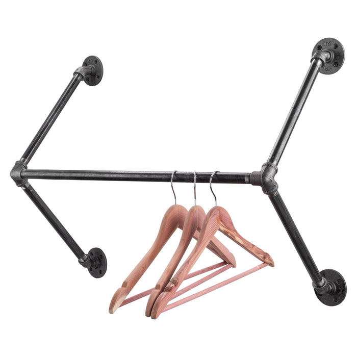 24 in. Quad-Flange Wall Mounted Clothing Rack By PIPE DECOR - Sweatfully