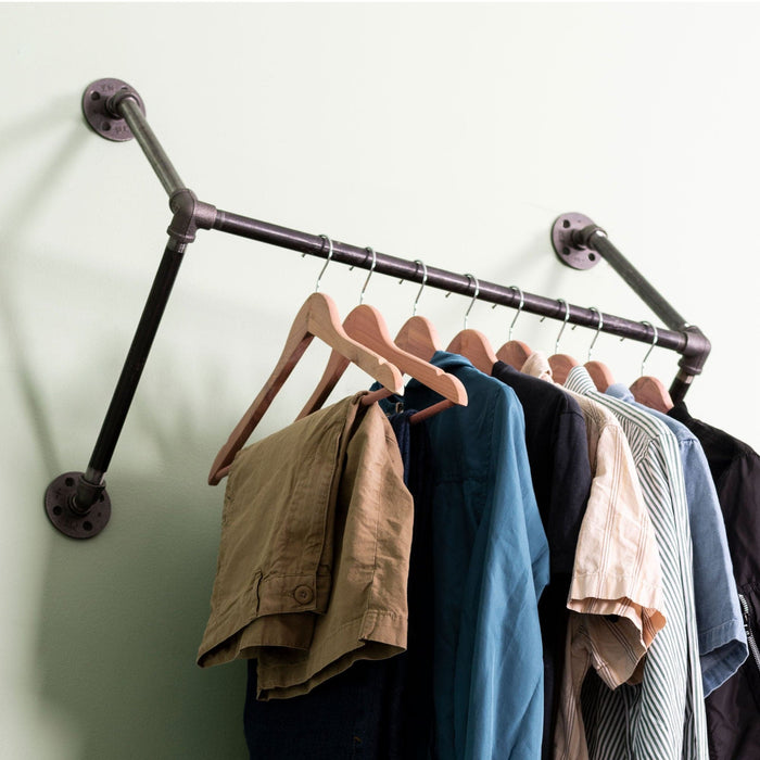 24 in. Quad-Flange Wall Mounted Clothing Rack By PIPE DECOR - Sweatfully
