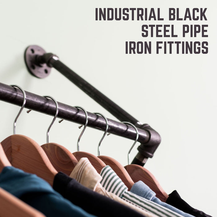 24 in. Quad-Flange Wall Mounted Clothing Rack By PIPE DECOR - Sweatfully