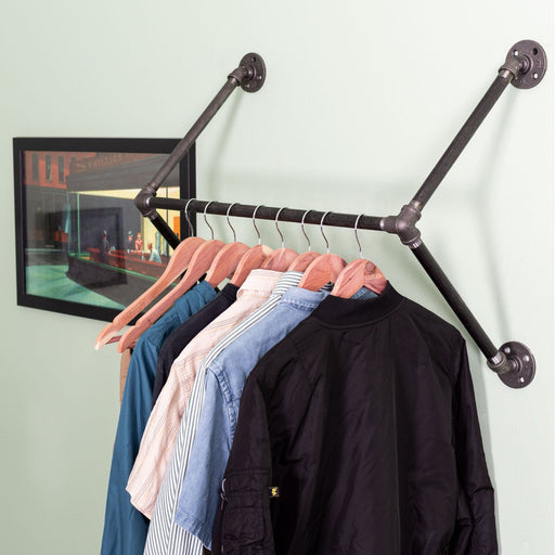 24 in. Quad-Flange Wall Mounted Clothing Rack By PIPE DECOR - Sweatfully