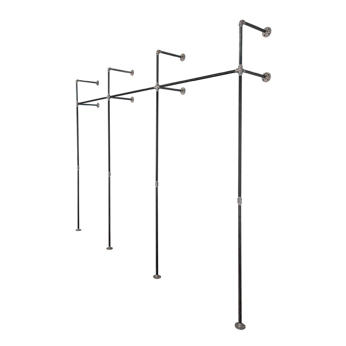 115 in. Wall Mounted Clothing Rack, Triple - Sweatfully