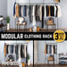 115 in. Wall Mounted Clothing Rack, Triple - Sweatfully