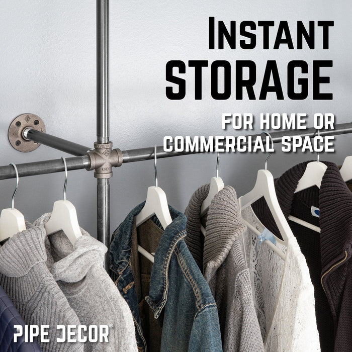 115 in. Wall Mounted Clothing Rack, Triple - Sweatfully