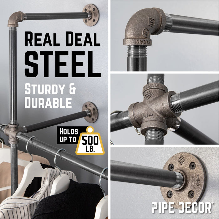 76.375 in. Wall Mounted Clothing Rack, Double - Sweatfully