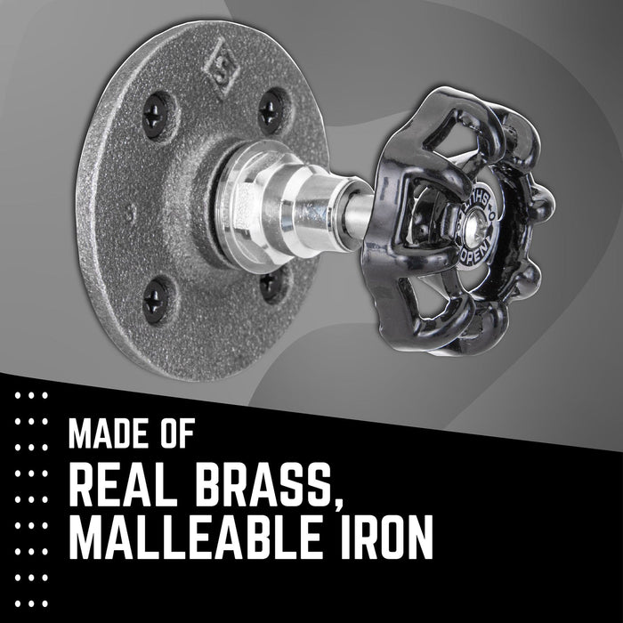 Black Industrial Spigot Wall Hook with Flange (2-Pack) - Sweatfully