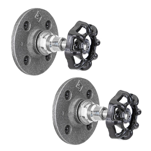 Black Industrial Spigot Wall Hook with Flange (2-Pack) - Sweatfully