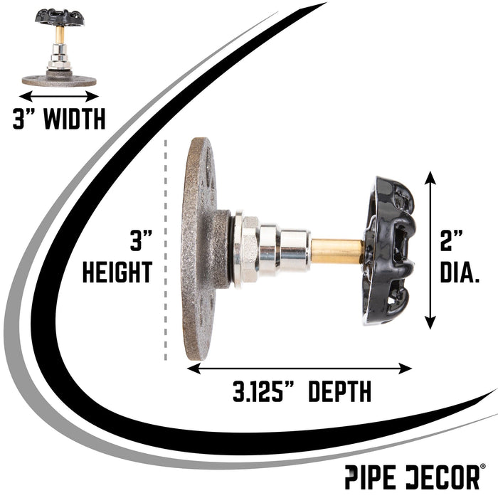 Black Industrial Spigot Wall Hook with Flange (2-Pack) - Sweatfully