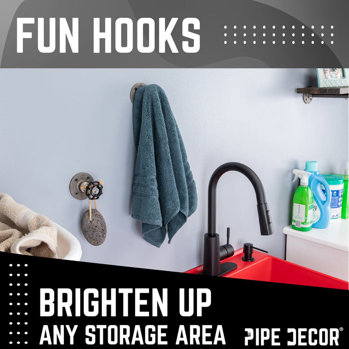 Black Industrial Spigot Wall Hook with Flange (2-Pack) - Sweatfully