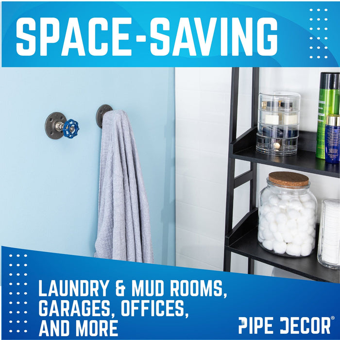 Blue Industrial Spigot Wall Hook with Flange (2-Pack) - Sweatfully