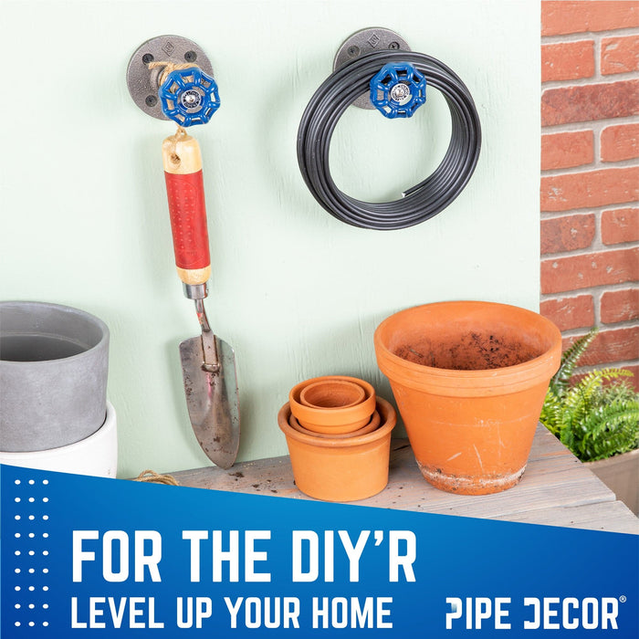 Blue Industrial Spigot Wall Hook with Flange (2-Pack) - Sweatfully
