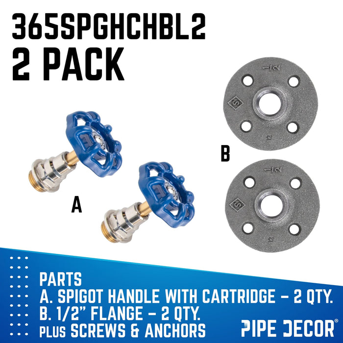 Blue Industrial Spigot Wall Hook with Flange (2-Pack) - Sweatfully