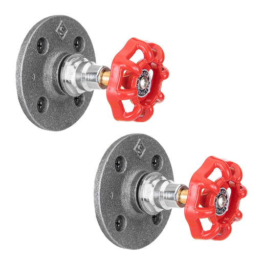 Red Industrial Spigot Wall Hook with Flange (2-Pack) - Sweatfully