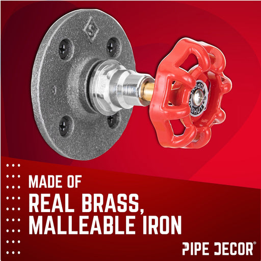 Red Industrial Spigot Wall Hook with Flange (2-Pack) - Sweatfully