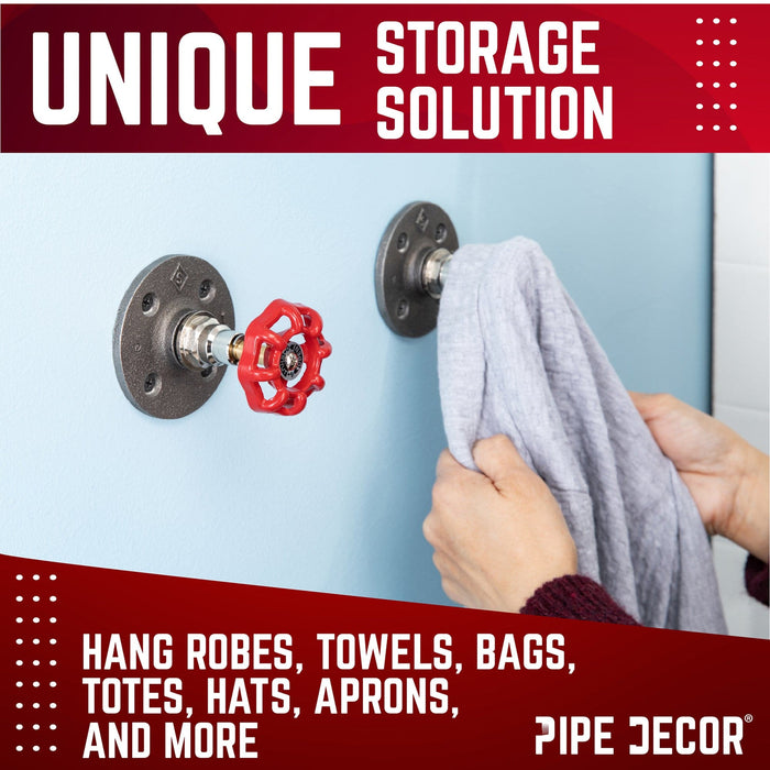 Red Industrial Spigot Wall Hook with Flange (2-Pack) - Sweatfully