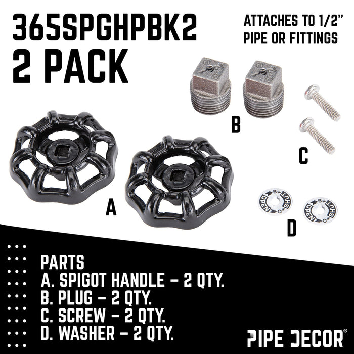 Black Industrial Spigot with Plug (2-Pack) - Sweatfully