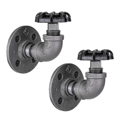 Black Industrial Curved Spigot Wall Hook with Flange (2-Pack) - Sweatfully