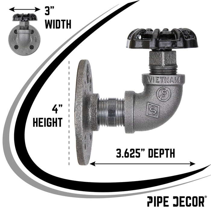 Black Industrial Curved Spigot Wall Hook with Flange (2-Pack) - Sweatfully