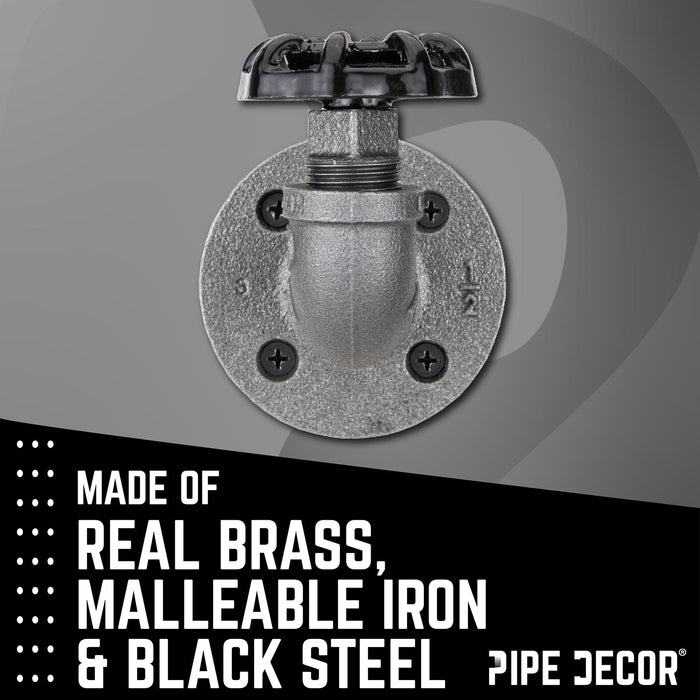 Black Industrial Curved Spigot Wall Hook with Flange (2-Pack) - Sweatfully