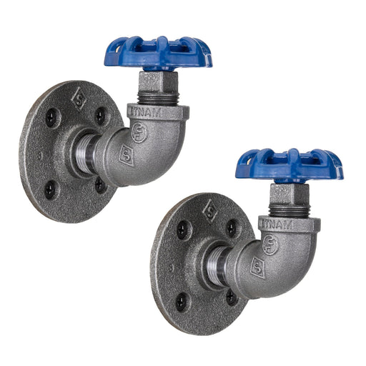 Blue Industrial Curved Spigot Wall Hook with Flange (2-Pack) - Sweatfully