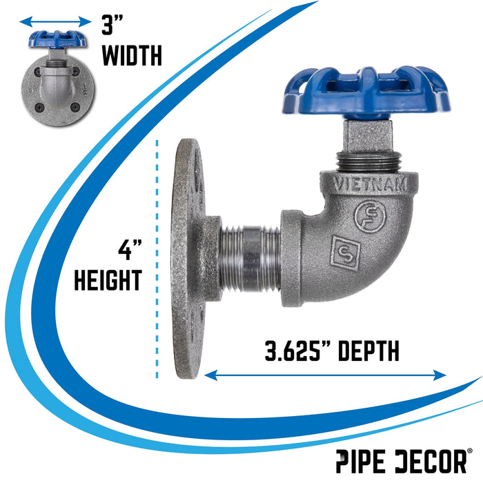 Blue Industrial Curved Spigot Wall Hook with Flange (2-Pack) - Sweatfully