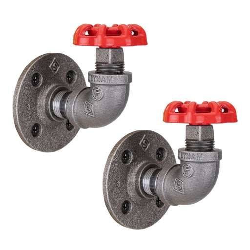 Red Industrial Curved Spigot Wall Hook with Flange (2-Pack) - Sweatfully
