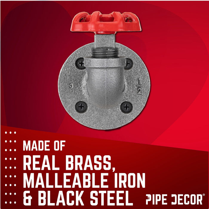 Red Industrial Curved Spigot Wall Hook with Flange (2-Pack) - Sweatfully