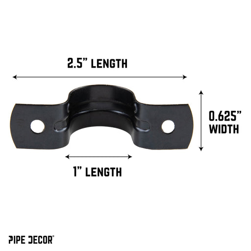 Black Steel U-shaped Pipe Straps for ½” Pipe - Sweatfully