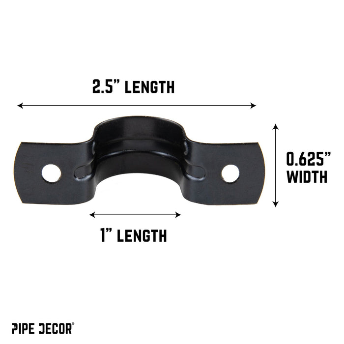 Black Steel U-shaped Pipe Straps for ½” Pipe - Sweatfully