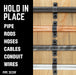 Black Steel U-shaped Pipe Straps for ½” Pipe - Sweatfully