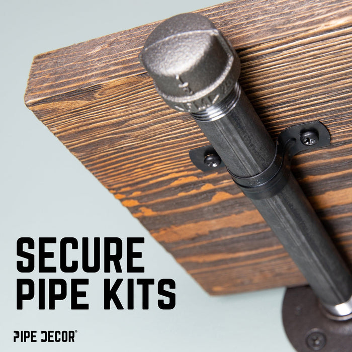 Black Steel U-shaped Pipe Straps for ½” Pipe - Sweatfully
