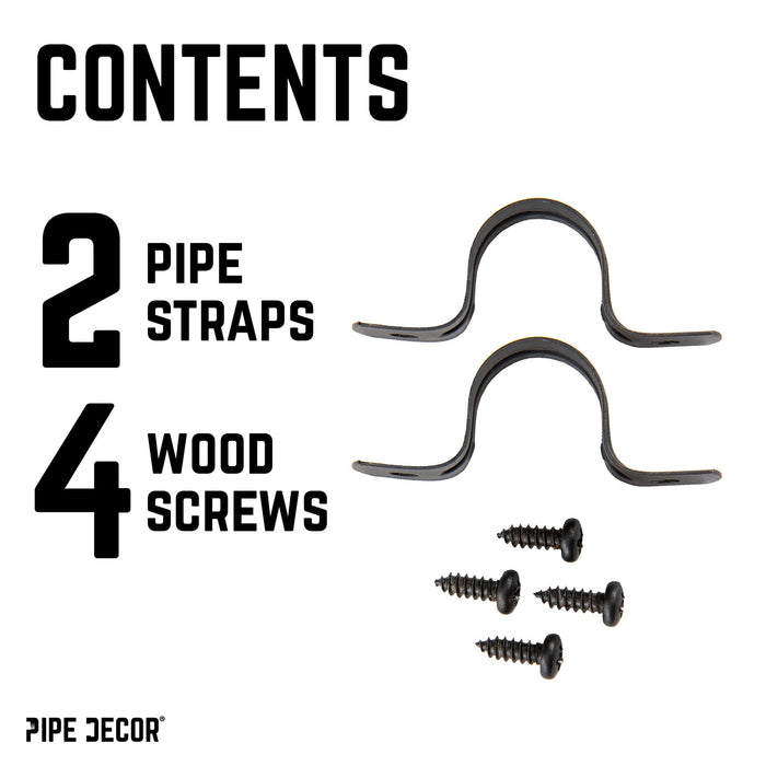 Black Steel U-shaped Pipe Straps for ½” Pipe - Sweatfully
