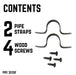 Black Steel U-shaped Pipe Straps for ½” Pipe - Sweatfully