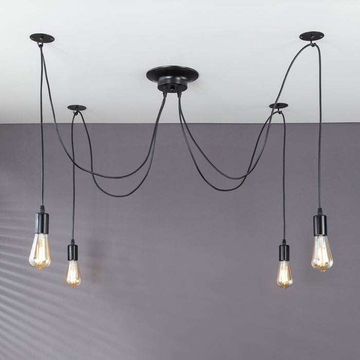 Black Spider Pendant Light with 4 Adjustable Arms - Sweatfully