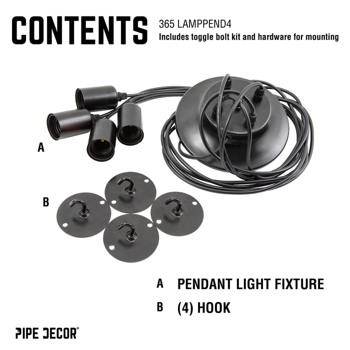 Black Spider Pendant Light with 4 Adjustable Arms - Sweatfully
