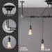 Black Spider Pendant Light Kit with Pipe Bar Hanging Accessory and 4 Adjustable Arms - Sweatfully