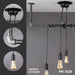 Black Spider Pendant Light Kit with Pipe Cross Hanging Accessory and 4 Adjustable Arms - Sweatfully