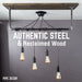 Black Spider Pendant Light Kit with Wood and Pipe Bar Hanging Accessory and 4 Adjustable Arms - Sweatfully