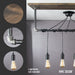 Black Spider Pendant Light Kit with Wood and Pipe Bar Hanging Accessory and 4 Adjustable Arms - Sweatfully
